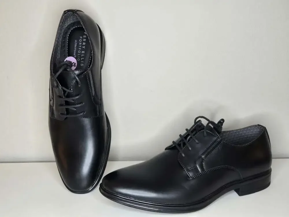 Perry Ellis Portfolio Men's Ultra Foam Black Dress Shoes Size 10.5 Wide